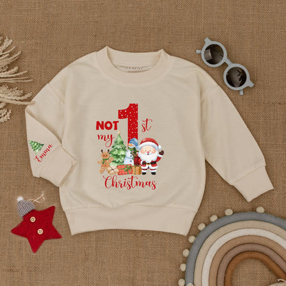 Festive 1st Christmas Toddler Sweatshirt: NOT My Christmas! Personalized Holiday Shirt with Santa, Tree & More! Cozy Winter Outfit for Baby Showers (138 chars)