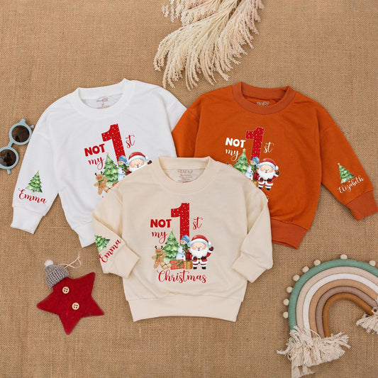 Festive 1st Christmas Toddler Sweatshirt: NOT My Christmas! Personalized Holiday Shirt with Santa, Tree & More! Cozy Winter Outfit for Baby Showers (138 chars)