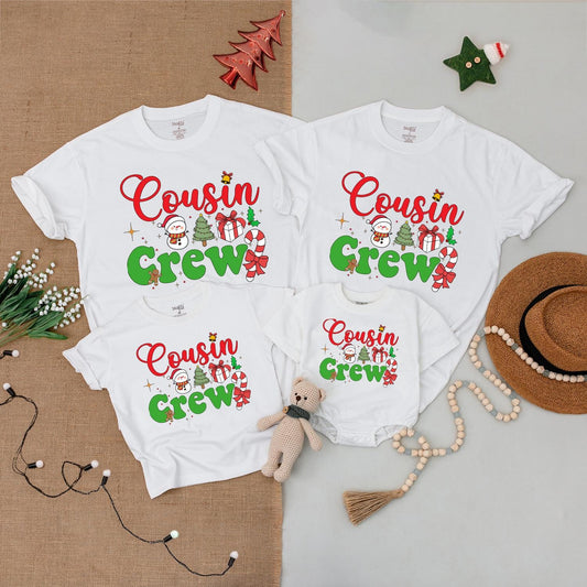 Cousin Crew Christmas Shirts: Festive Family Matching Outfits with Snowman, Tree, & Candy Cane Graphics for Toddler, Baby, and Kids Holiday Fun (138)