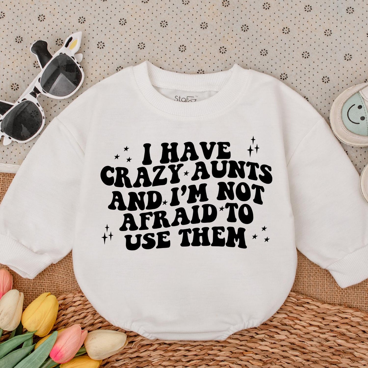 Funny Crazy Aunt Baby Romper Gift for Nephew Niece Cute Infant Outfit Auntie's Bestie Newborn Baby Shower Gift Idea