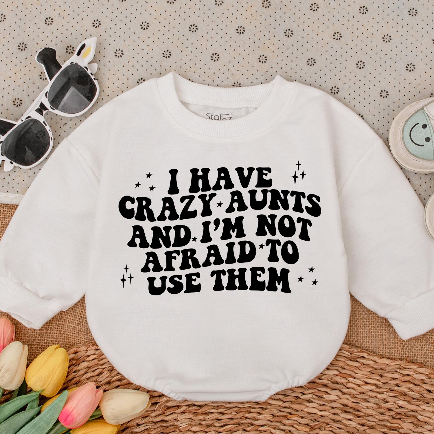 Funny Crazy Aunt Baby Romper Gift for Nephew Niece Cute Infant Outfit Auntie's Bestie Newborn Baby Shower Gift Idea