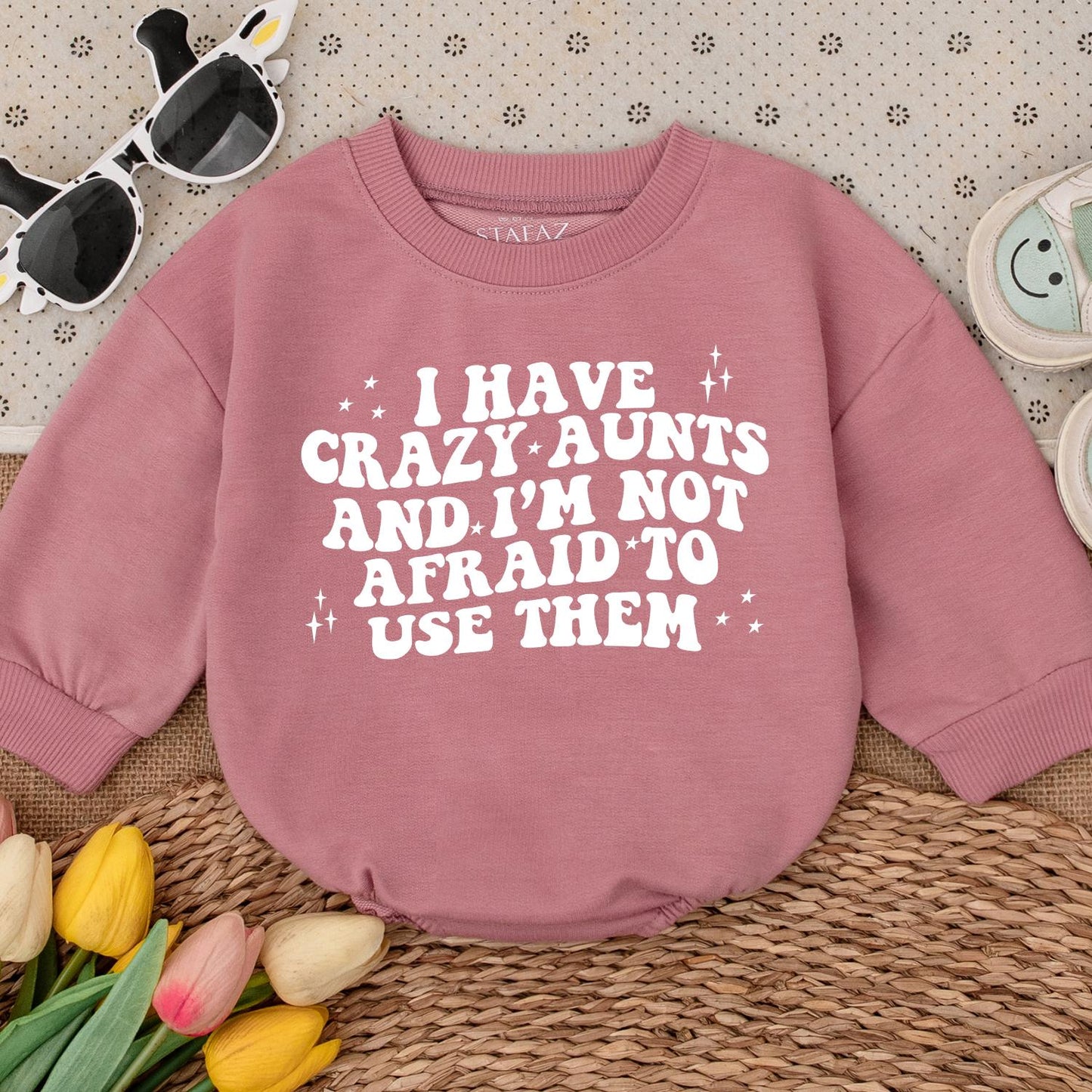 Funny Crazy Aunt Baby Romper Gift for Nephew Niece Cute Infant Outfit Auntie's Bestie Newborn Baby Shower Gift Idea