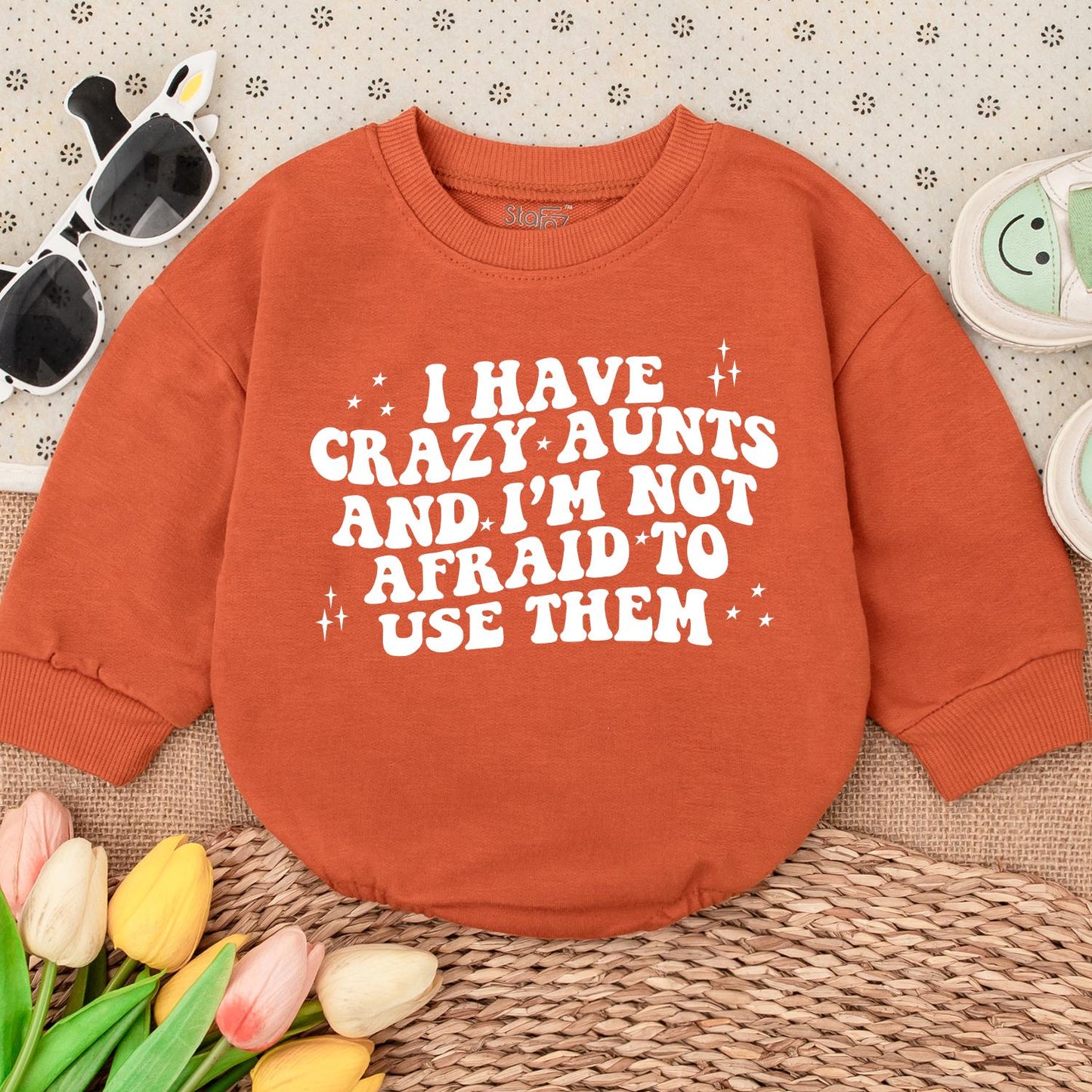 Funny Crazy Aunt Baby Romper Gift for Nephew Niece Cute Infant Outfit Auntie's Bestie Newborn Baby Shower Gift Idea
