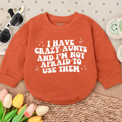 Funny Crazy Aunt Baby Romper Gift for Nephew Niece Cute Infant Outfit Auntie's Bestie Newborn Baby Shower Gift Idea