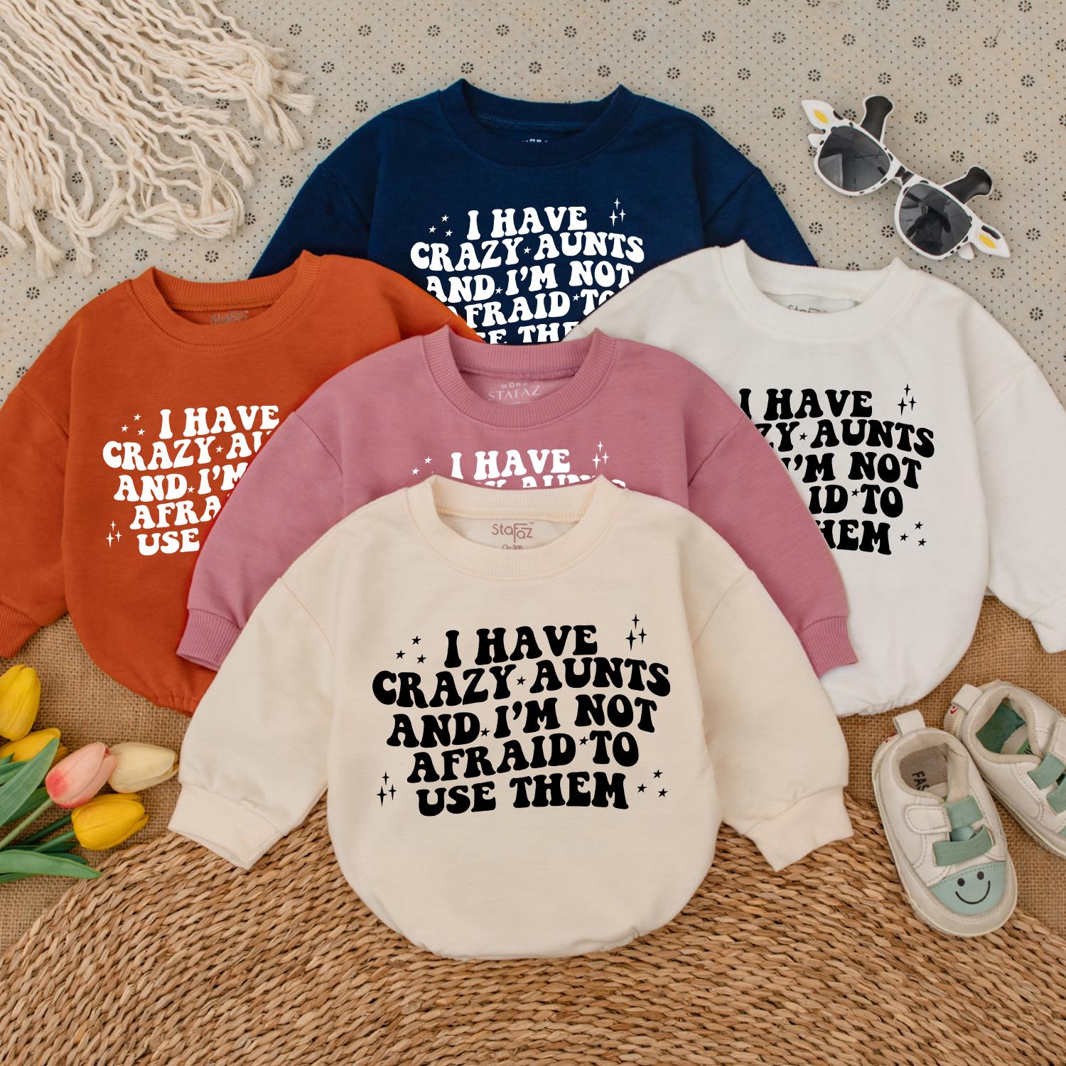 Funny Crazy Aunt Baby Romper Gift for Nephew Niece Cute Infant Outfit Auntie's Bestie Newborn Baby Shower Gift Idea