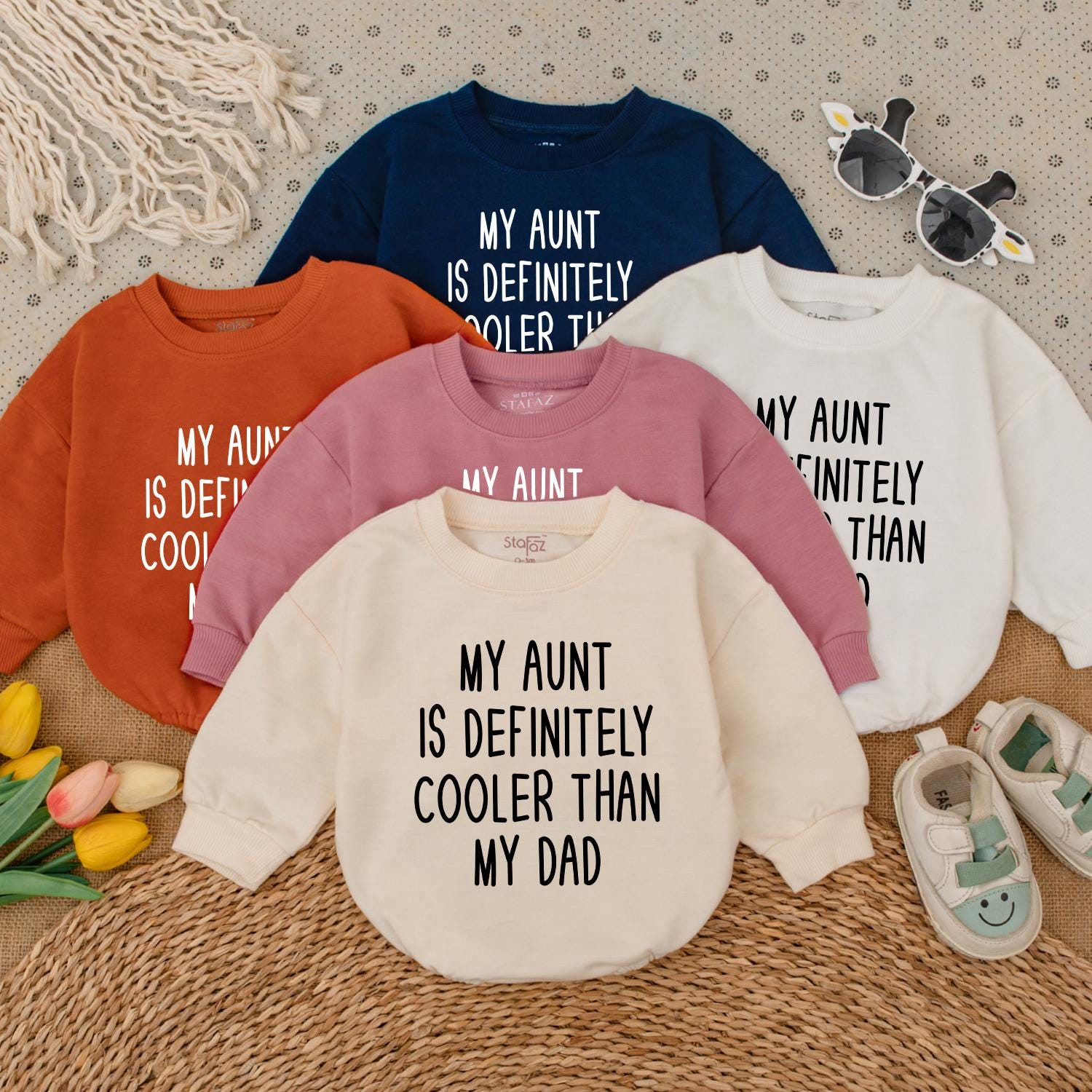My Aunt Is Cooler Than Dad Baby Romper, Funny Newborn Outfit for Auntie's Bestie, Cute Infant Clothes, Great Baby Shower Gift, Boy or Girl Bodysuit 138