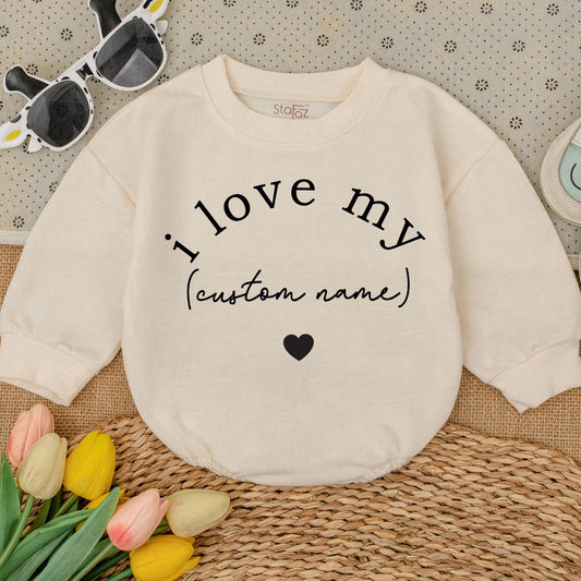 Custom Name Baby Romper - I Love My (Custom Name) Heart Infant Outfit Boy Girl Newborn Gift