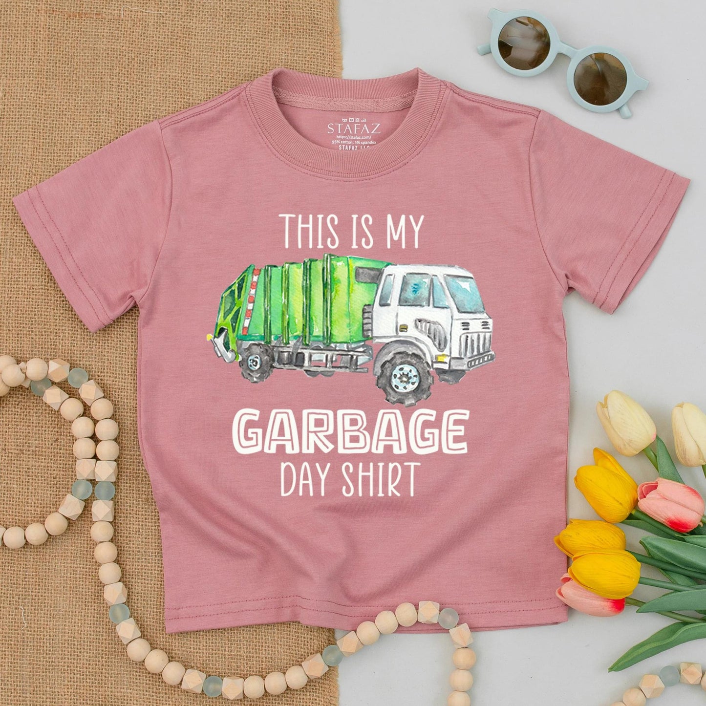This Is My Garbage Day Toddler T-Shirt Cute Teal Garbage Truck Watercolor Outfit Birthday Gift