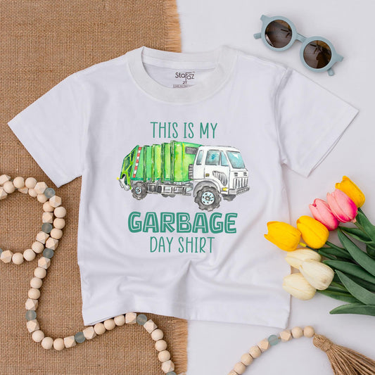 This Is My Garbage Day Toddler T-Shirt Cute Teal Garbage Truck Watercolor Outfit Birthday Gift