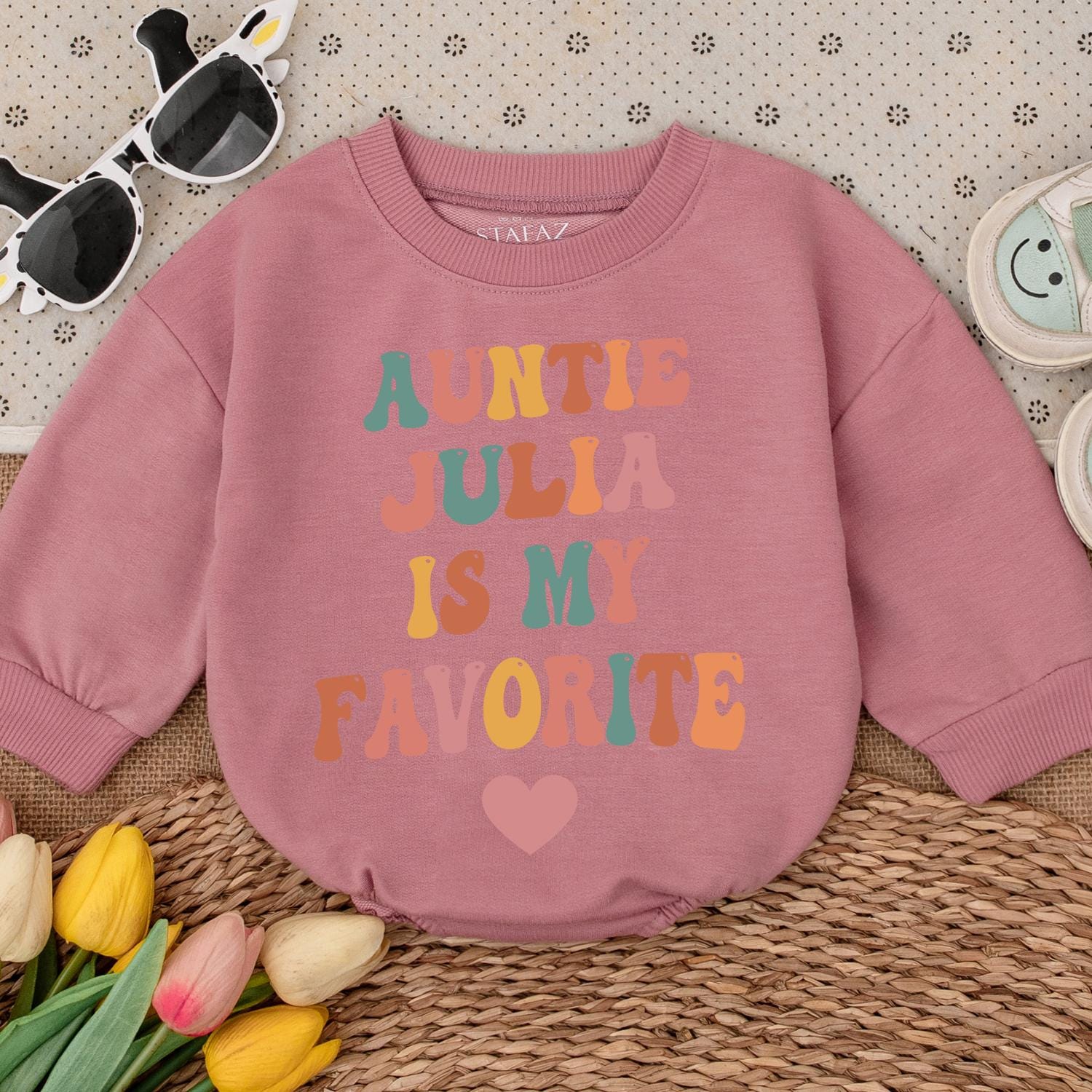 Auntie Julia Is My Favorite Baby Romper, Cute Infant Bodysuit Gift for Niece/Nephew, Funny Baby Clothes, Pregnancy Announcement