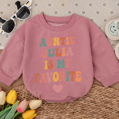 Auntie Julia Is My Favorite Baby Romper, Cute Infant Bodysuit Gift for Niece/Nephew, Funny Baby Clothes, Pregnancy Announcement