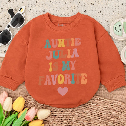 Auntie Julia Is My Favorite Baby Romper, Cute Infant Bodysuit Gift for Niece/Nephew, Funny Baby Clothes, Pregnancy Announcement