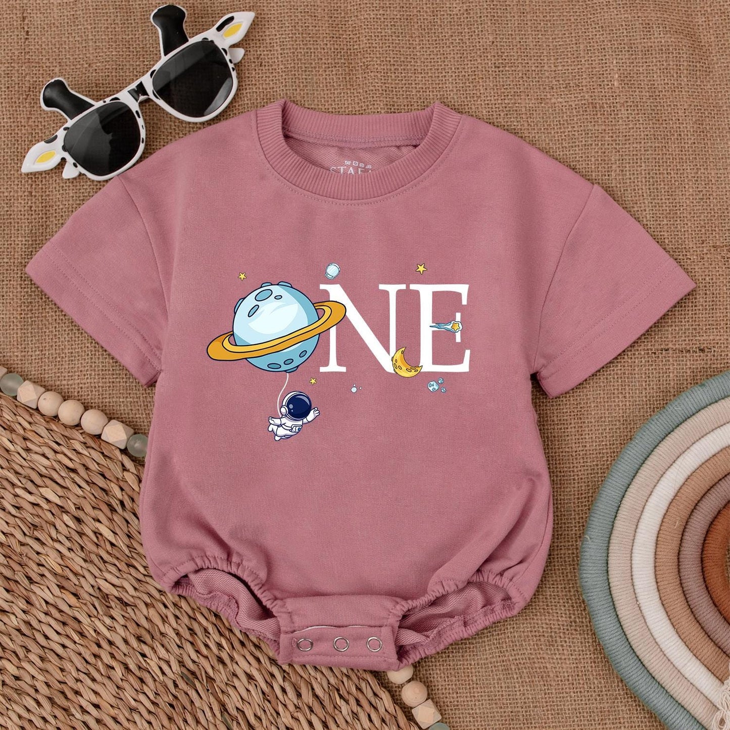 My First Trip to Space! Baby Boy 1st Birthday Romper with Astronaut & Planet  Whimsical One Birthday Outfit Moon Star Soft Cotton Gift 136 chars