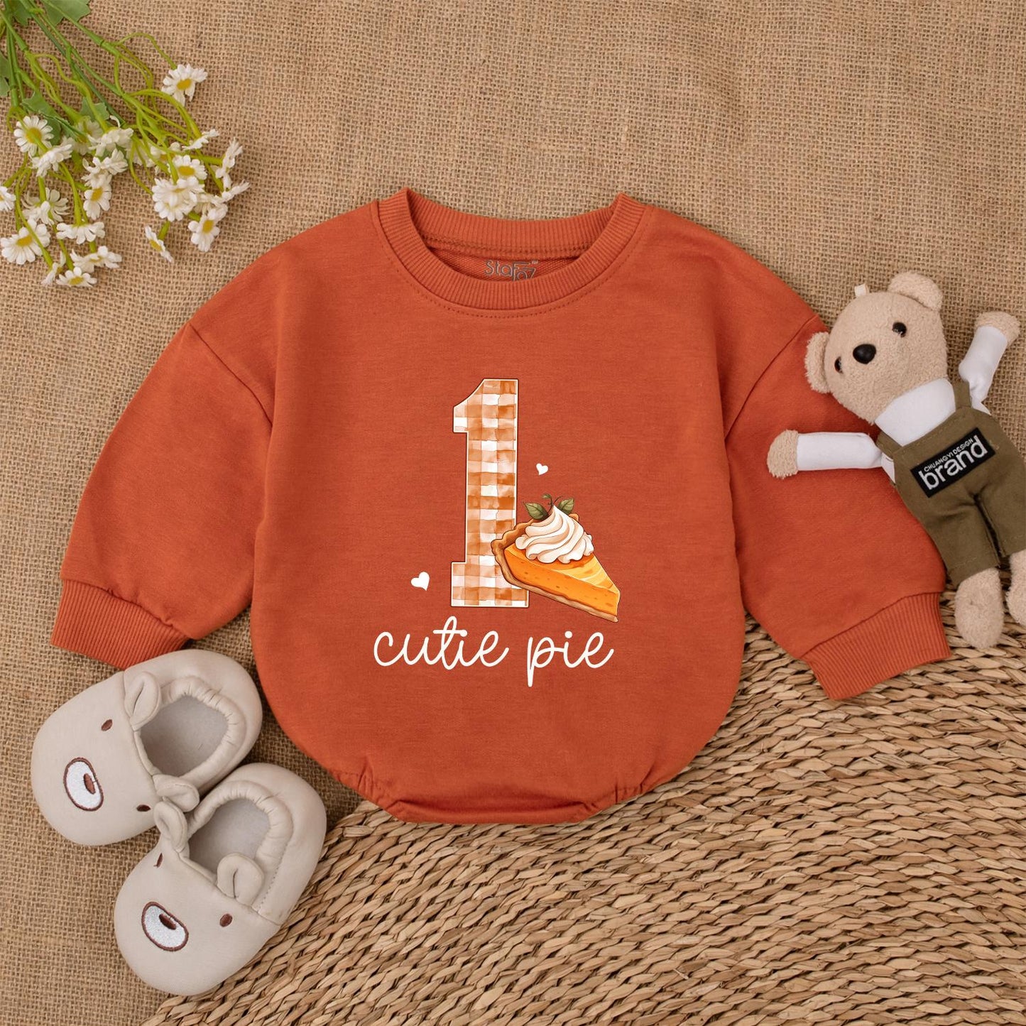 One Cutie Pie Birthday Romper Baby Girl or Boy First Birthday Outfit Sweetie Pie Gift Cake Smash Bodysuit Cute Pie 1st Bday Newborn Outfit Shower Gift