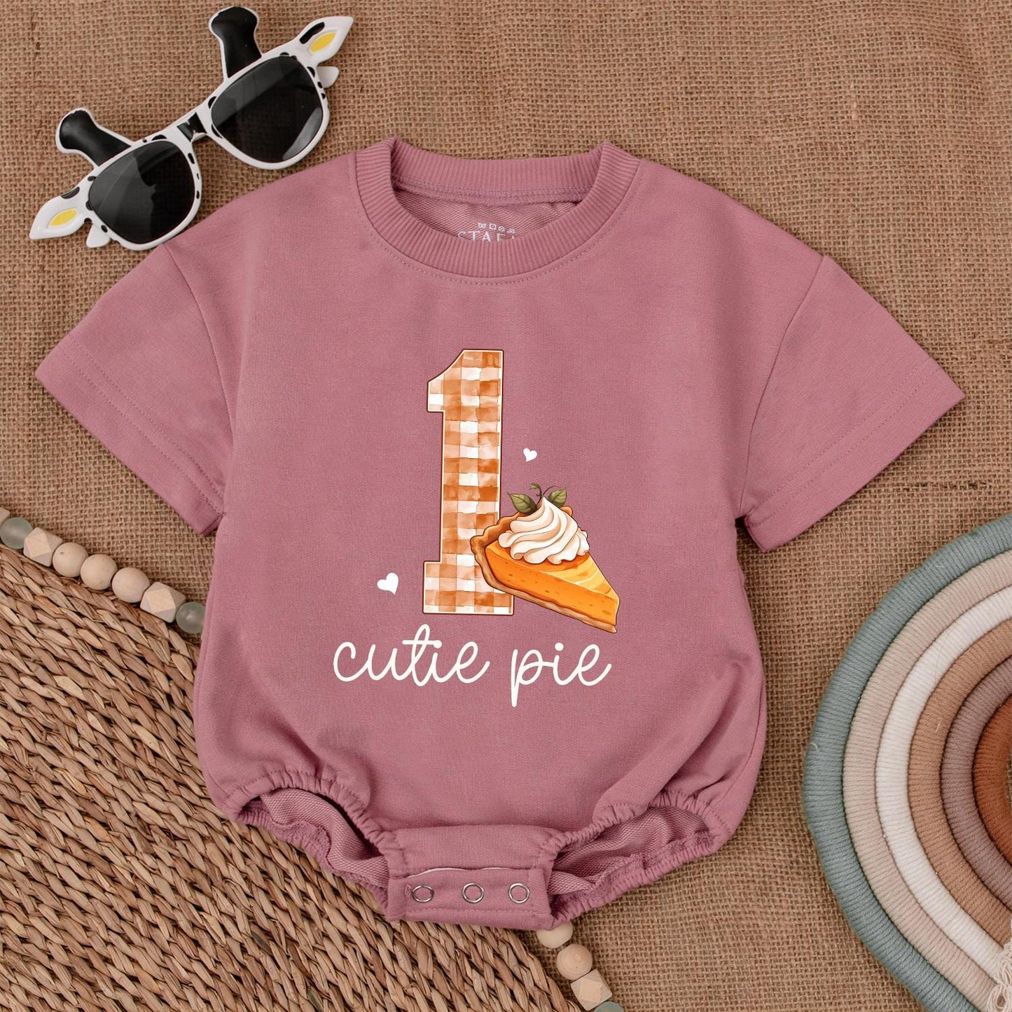 One Cutie Pie Birthday Romper Baby Girl or Boy First Birthday Outfit Sweetie Pie Gift Cake Smash Bodysuit Cute Pie 1st Bday Newborn Outfit Shower Gift