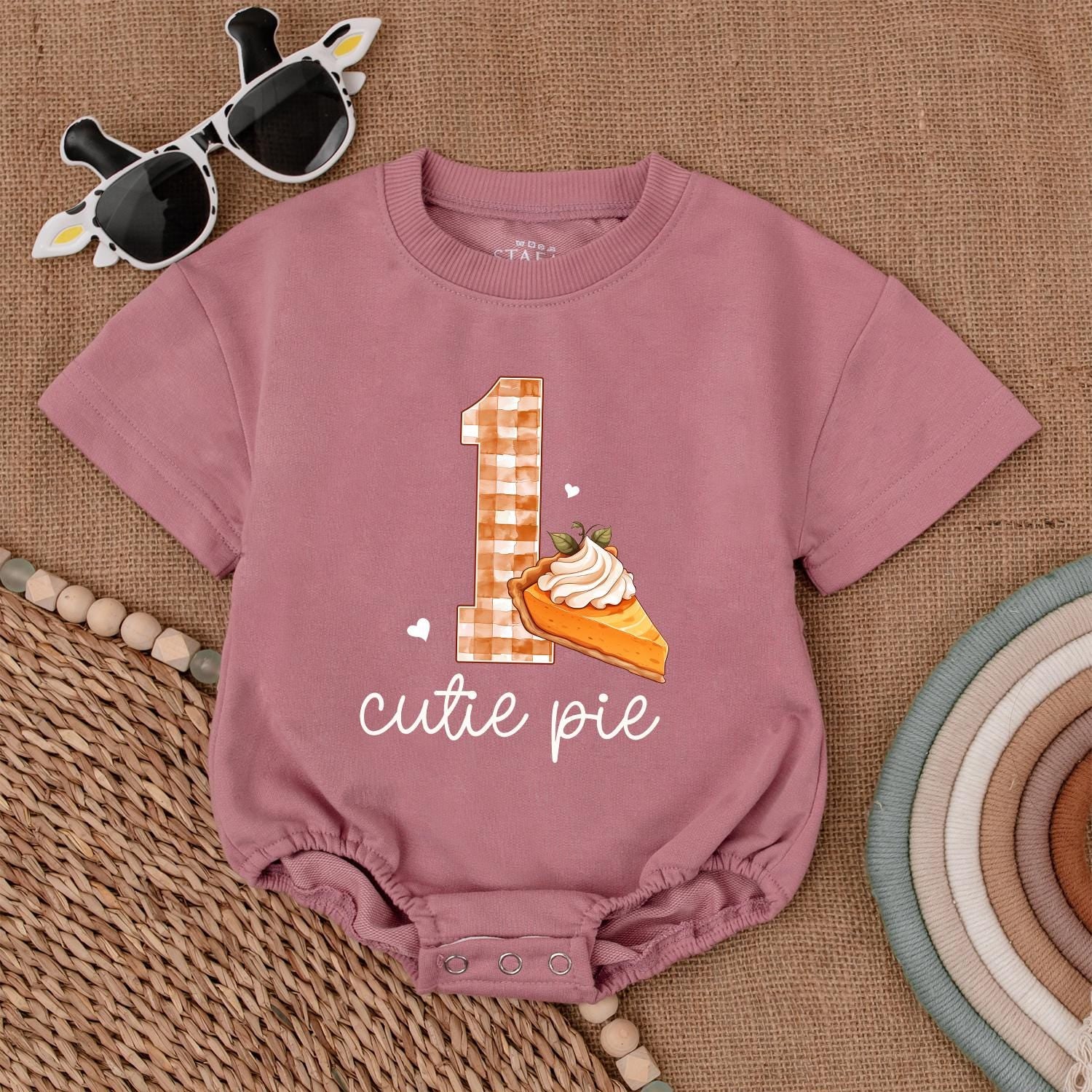 One Cutie Pie Birthday Romper Baby Girl or Boy First Birthday Outfit Sweetie Pie Gift Cake Smash Bodysuit Cute Pie 1st Bday Newborn Outfit Shower Gift