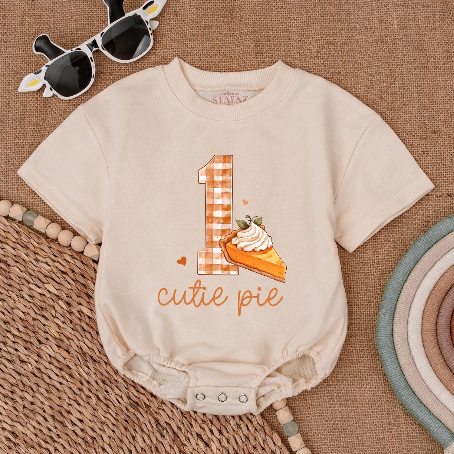 One Cutie Pie Birthday Romper Baby Girl or Boy First Birthday Outfit Sweetie Pie Gift Cake Smash Bodysuit Cute Pie 1st Bday Newborn Outfit Shower Gift