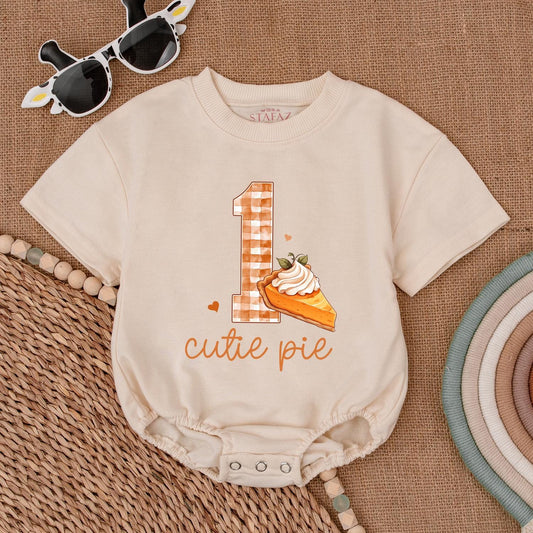 One Cutie Pie Birthday Romper Baby Girl or Boy First Birthday Outfit Sweetie Pie Gift Cake Smash Bodysuit Cute Pie 1st Bday Newborn Outfit Shower Gift