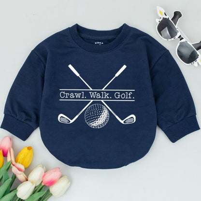 Crawl Walk Golf Baby Romper Funny Golfer Newborn Bodysuit Gift Set Cute Baby Shower Present Golfing Buddy Dad's Caddy Outfit Father's Day Clothes 134