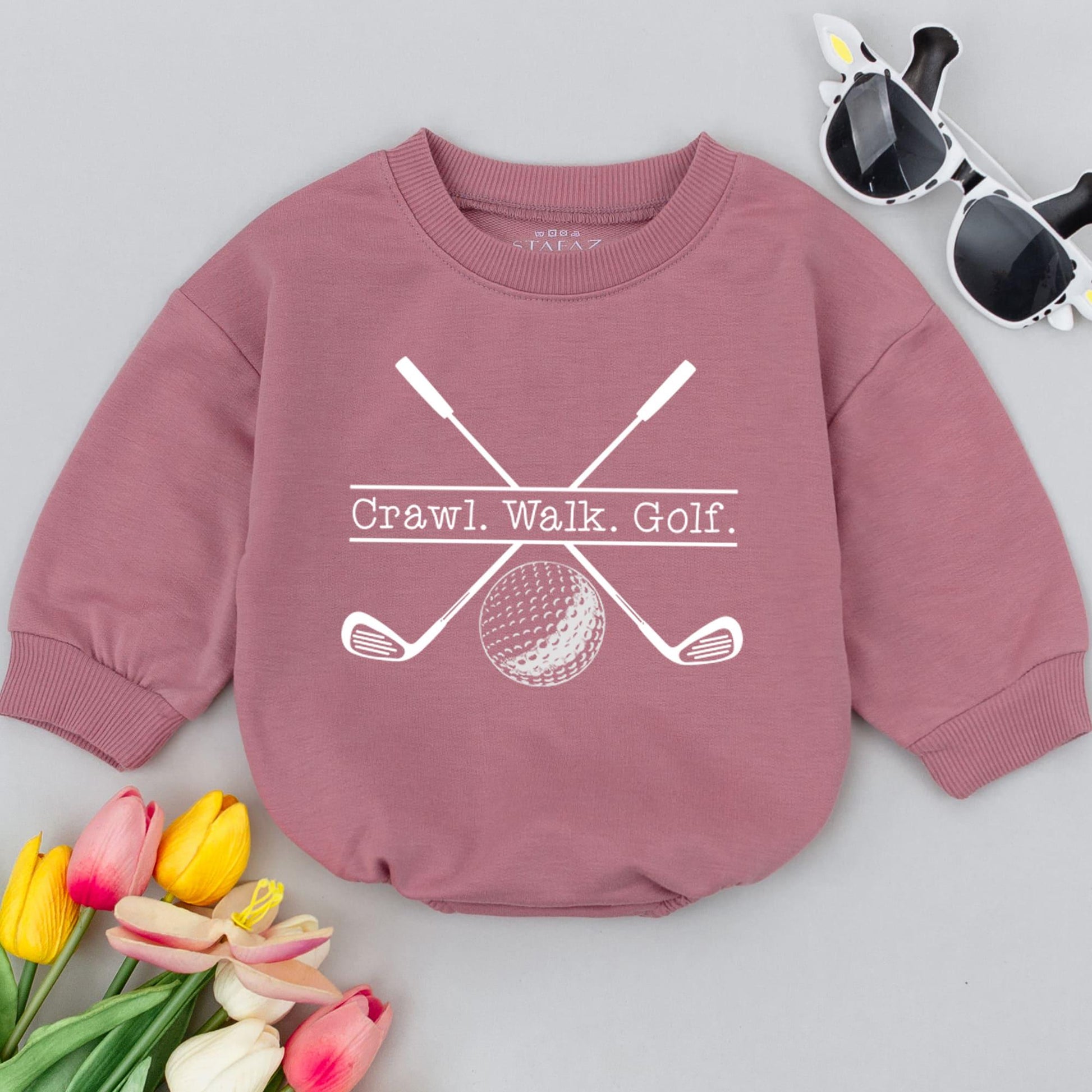 Crawl Walk Golf Baby Romper Funny Golfer Newborn Bodysuit Gift Set Cute Baby Shower Present Golfing Buddy Dad's Caddy Outfit Father's Day Clothes 134