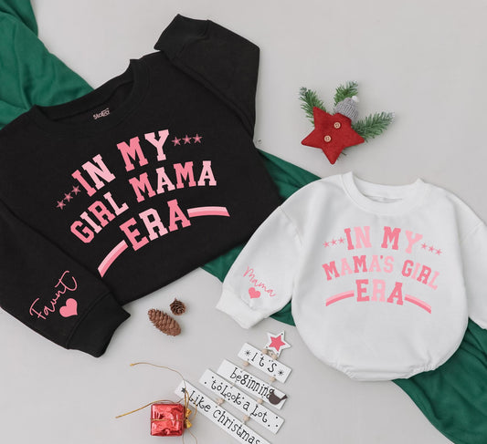 In My Girl Mama Era Matching Sweatshirt & Baby Girl Romper Set Mom Daughter Christmas Outfit Gift