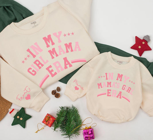 In My Girl Mama Era Matching Sweatshirt & Baby Girl Romper Set Mom Daughter Christmas Outfit Gift