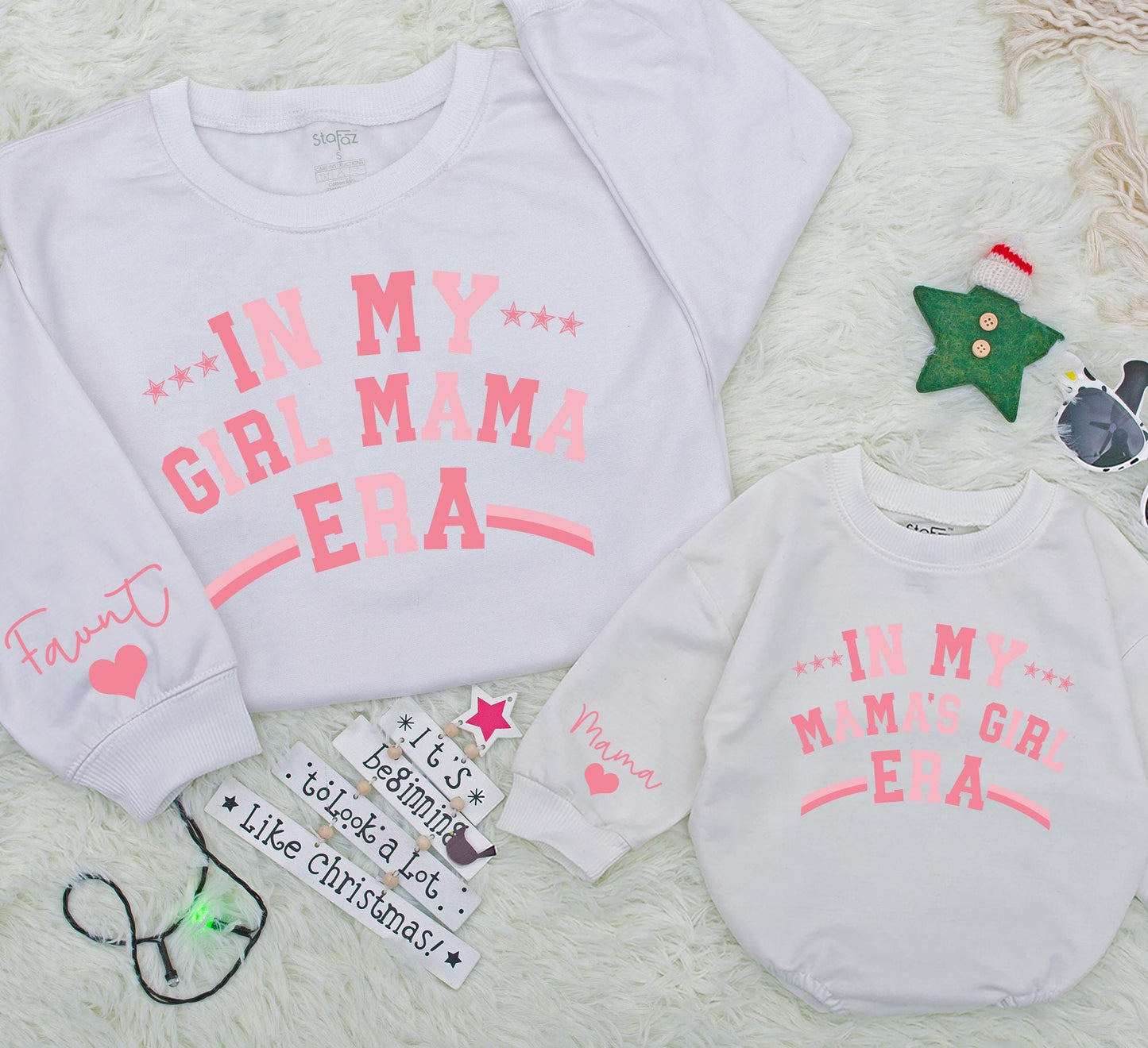In My Girl Mama Era Matching Sweatshirt & Baby Girl Romper Set Mom Daughter Christmas Outfit Gift