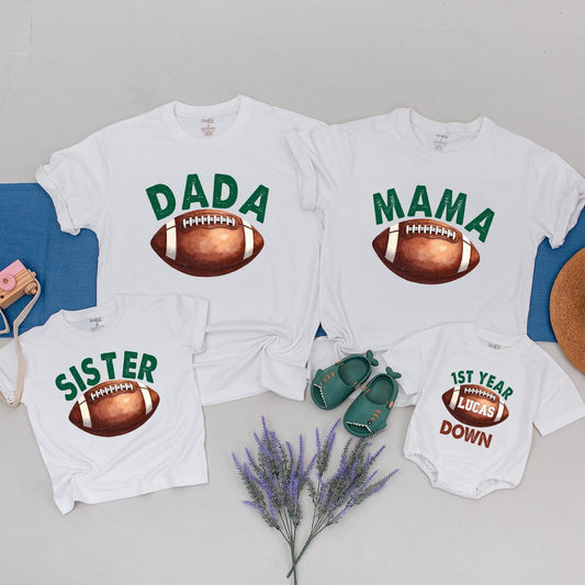 Touchdown First Birthday Matching Family Shirts Football Outfit, Game Day 1st Birthday Boy Tee Set, Dad Mom Baby Sister Brother Party Celebration (137 chars)