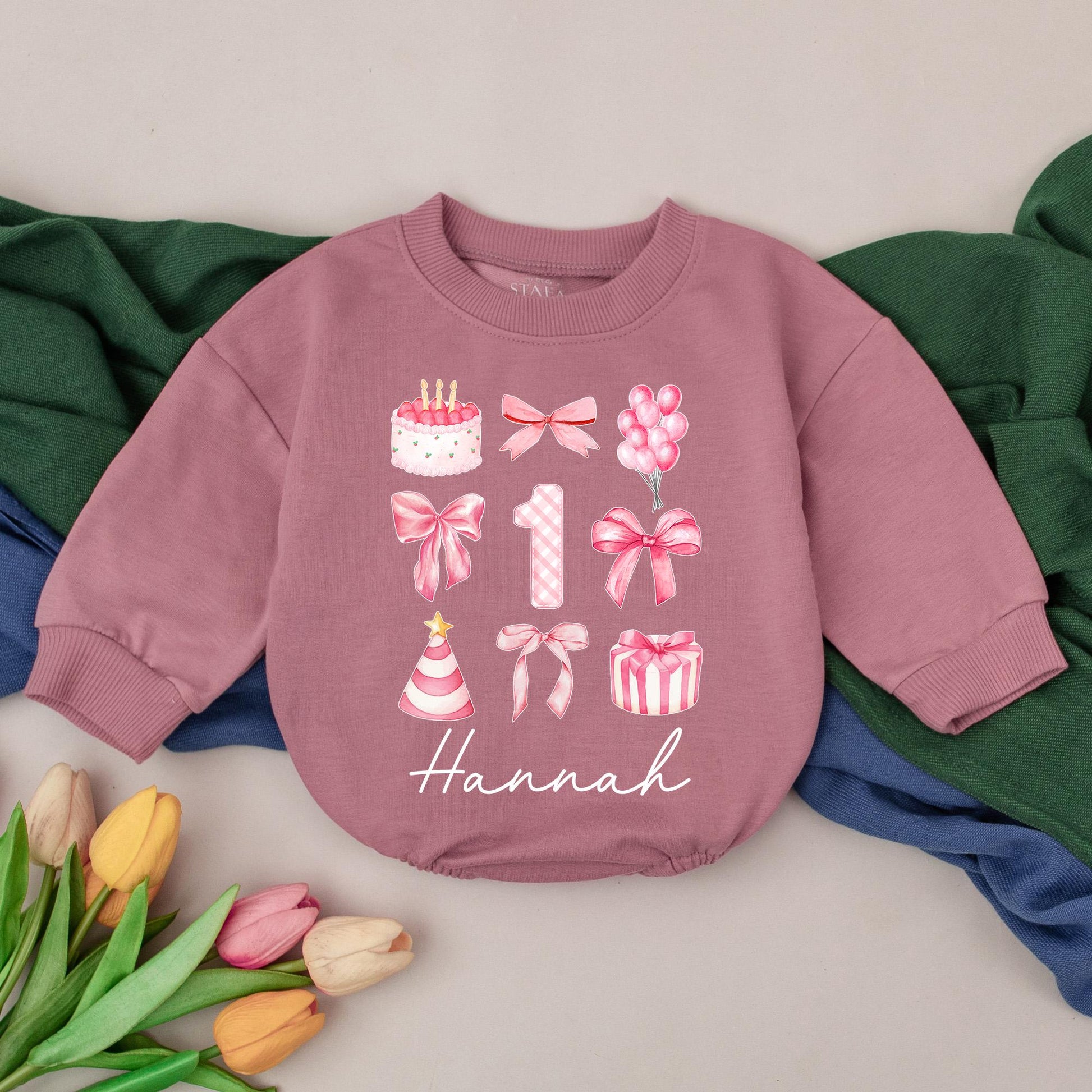 Sweet One Personalized Birthday Romper Girl First Birthday Outfit Custom Name Pink and Gold Theme Baby Bodysuit Infant 1st Birthday Outfit Gift