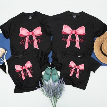 Pink Bow First Birthday Family Shirts: Dada, Mama, Sister & One! Girl's 1st Birthday Party Matching Outfits, Pink Bow Birthday, Comfortable