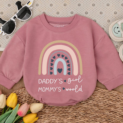 Daddy's Girl Mommy's World Baby Romper Cute Pastel Rainbow Hearts Infant Bodysuit Newborn Gift Shower Present
