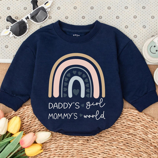Daddy's Girl Mommy's World Baby Romper Cute Pastel Rainbow Hearts Infant Bodysuit Newborn Gift Shower Present