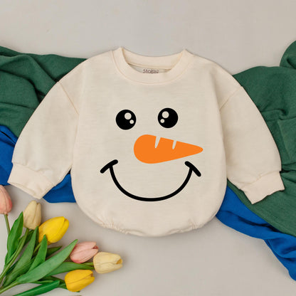 Cute Snowman Christmas Bubble Romper Newborn Baby Girls Boys First Holiday Outfit Retro Minimalist Design New Baby Shower Gift