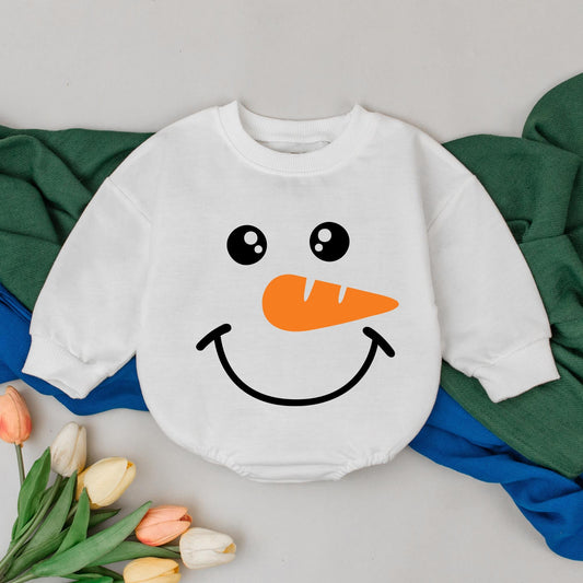 Cute Snowman Christmas Bubble Romper Newborn Baby Girls Boys First Holiday Outfit Retro Minimalist Design New Baby Shower Gift
