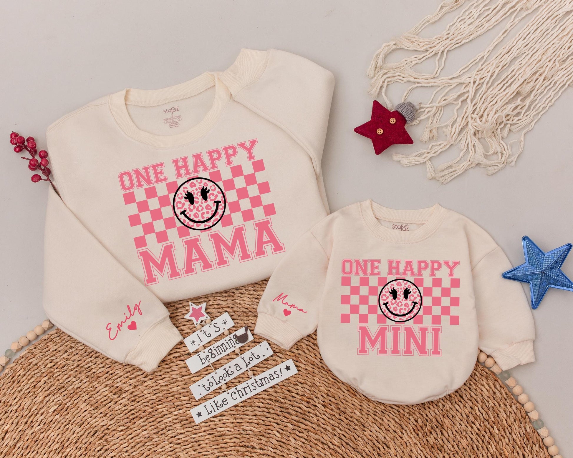 One Happy Babe Birthday Sweatshirt Smiley Face Outfit Mommy and Me First Birthday Matching Family Party Clothes