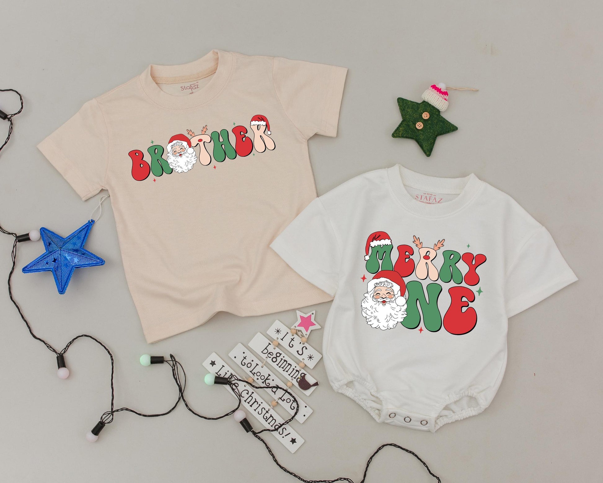 Merry One First Birthday Christmas Shirt with Santa Retro Psychedelic Lettering Matching Family Vintage Holiday Tee for Baby Announcement Gift