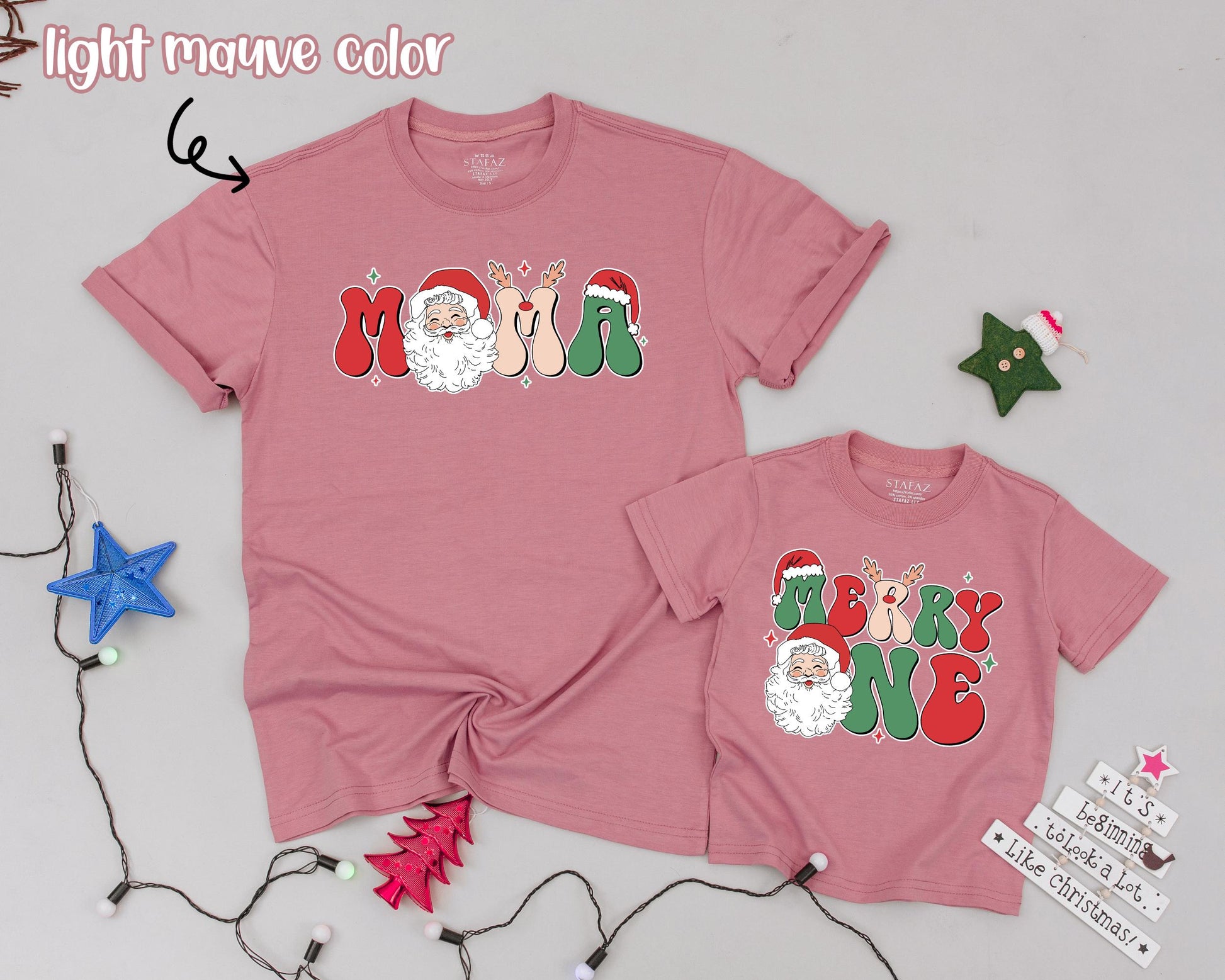 Merry One First Birthday Christmas Shirt with Santa Retro Psychedelic Lettering Matching Family Vintage Holiday Tee for Baby Announcement Gift
