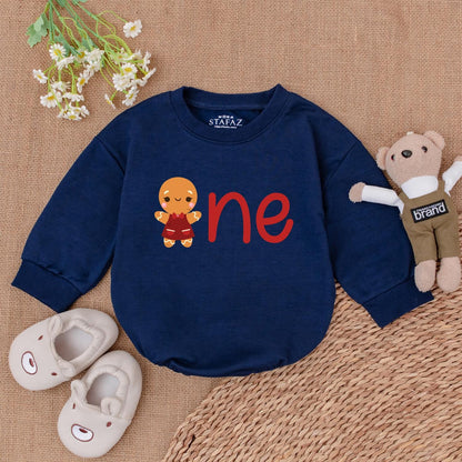 Gingerbread One First Birthday Romper Christmas Cookie Baby Bodysuit Boy Girl Festive Celebration Outfit Soft Cotton Holiday Gift for Newborn
