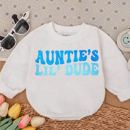 Auntie's Lil Dude Toddler Boy Shirt Cute Nephew Outfit Baby Boy Gift Auntie Nephew Present Pregnancy Announcement Comfort Cotton Fun