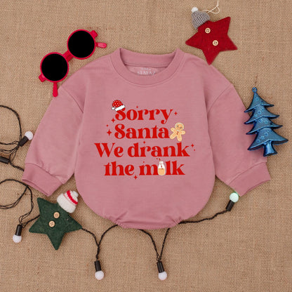 Sorry Santa Drank the Milk Bodysuit Baby's First Christmas Outfit Twin Holiday Romper Cheerful Newborn Clothes Cartoonish Christmas Present Cute Infant 135