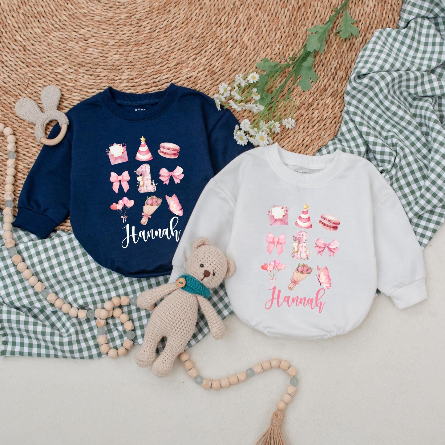 Personalized Pink Bow First Birthday Romper for Baby Girl with Name Adorable Celebration Outfit Soft Cotton Bubble Bodysuit One Year Old Era Gift