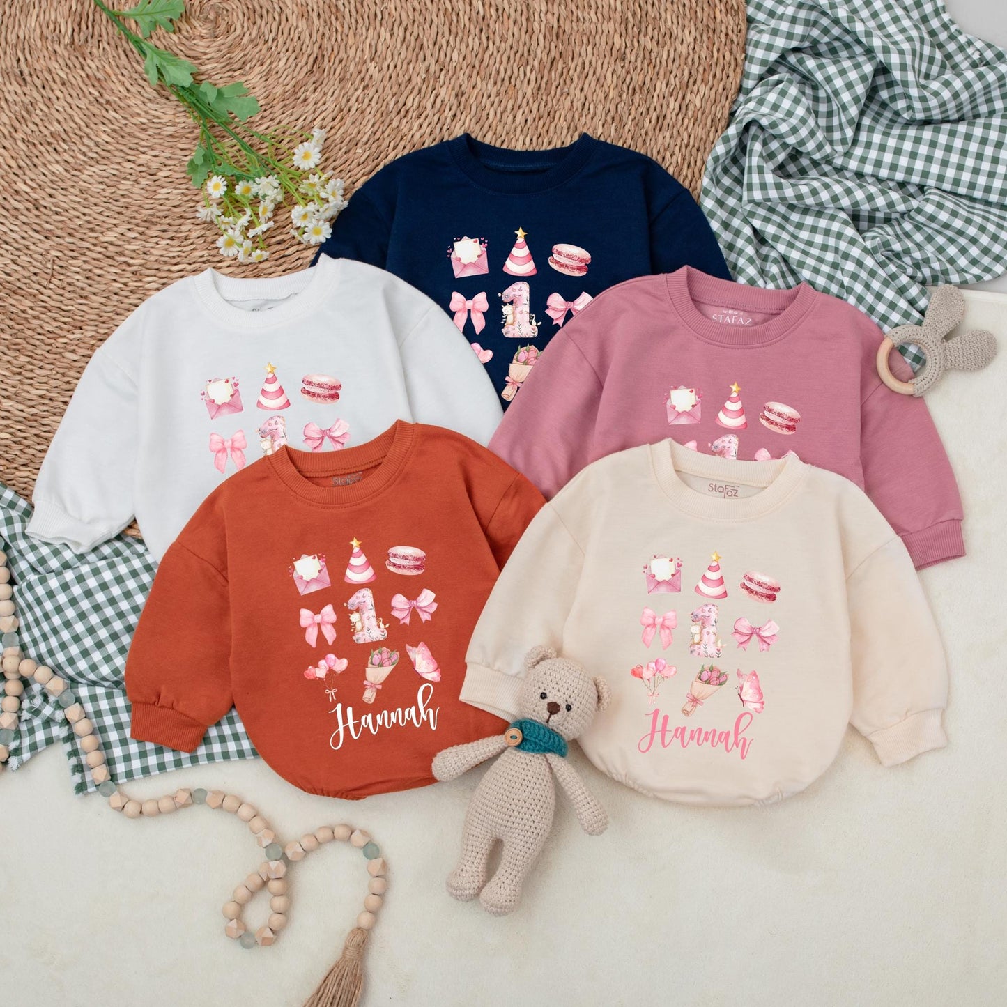 Personalized Pink Bow First Birthday Romper for Baby Girl with Name Adorable Celebration Outfit Soft Cotton Bubble Bodysuit One Year Old Era Gift