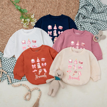 Personalized Pink Bow First Birthday Romper for Baby Girl with Name Adorable Celebration Outfit Soft Cotton Bubble Bodysuit One Year Old Era Gift