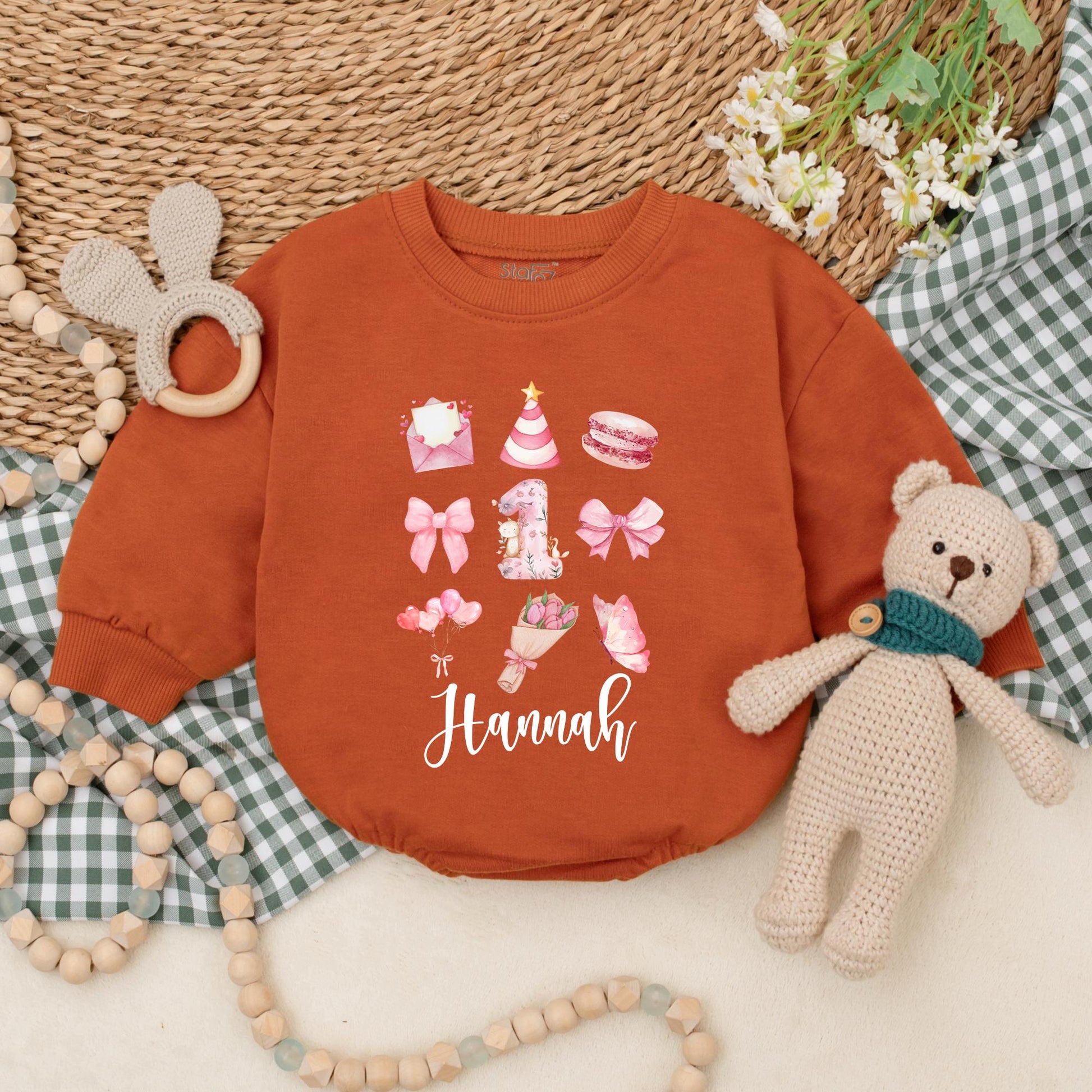 Personalized Pink Bow First Birthday Romper for Baby Girl with Name Adorable Celebration Outfit Soft Cotton Bubble Bodysuit One Year Old Era Gift