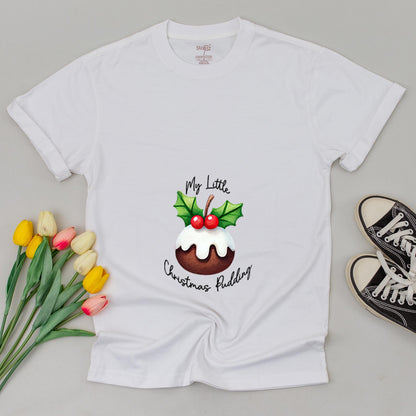 My Little Christmas Pudding Maternity Sweatshirt Festive Pregnancy Reveal Sweater Cute New Mom Gift Expecting Mom Holiday Design