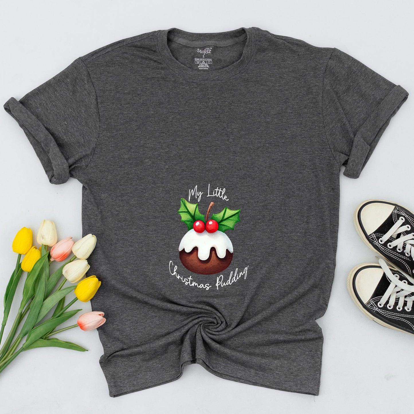 My Little Christmas Pudding Maternity Sweatshirt Festive Pregnancy Reveal Sweater Cute New Mom Gift Expecting Mom Holiday Design