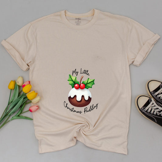 My Little Christmas Pudding Maternity Sweatshirt Festive Pregnancy Reveal Sweater Cute New Mom Gift Expecting Mom Holiday Design