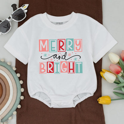 Merry and Bright Family Christmas Shirts Matching Outfit Cute Holiday Tee Mom Boy Xmas Gift Playful Festive Design First Christmas Baby Shower 138chars