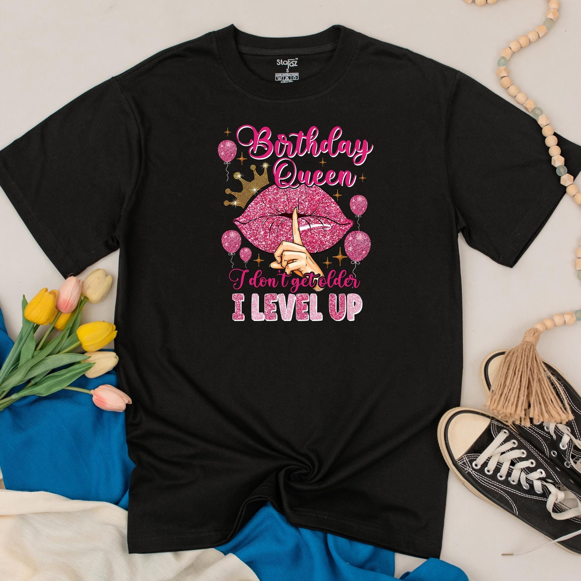 Birthday Queen Rhinestone Sequin Mix Birthday Shirt Women Sparkly Custom Design Tee Gift
