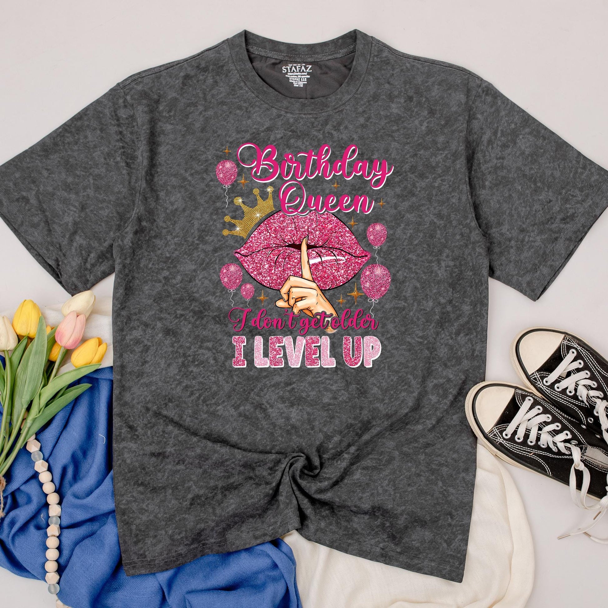 Birthday Queen Rhinestone Sequin Mix Birthday Shirt Women Sparkly Custom Design Tee Gift